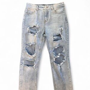 Nasty Gal Ripped Light Blue Jeans